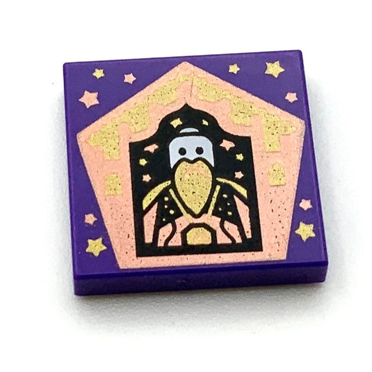 Tile Decorated 2x2 with Chocolate Frog Card Salazar Slytherin Pattern, Part# 3068pb1748