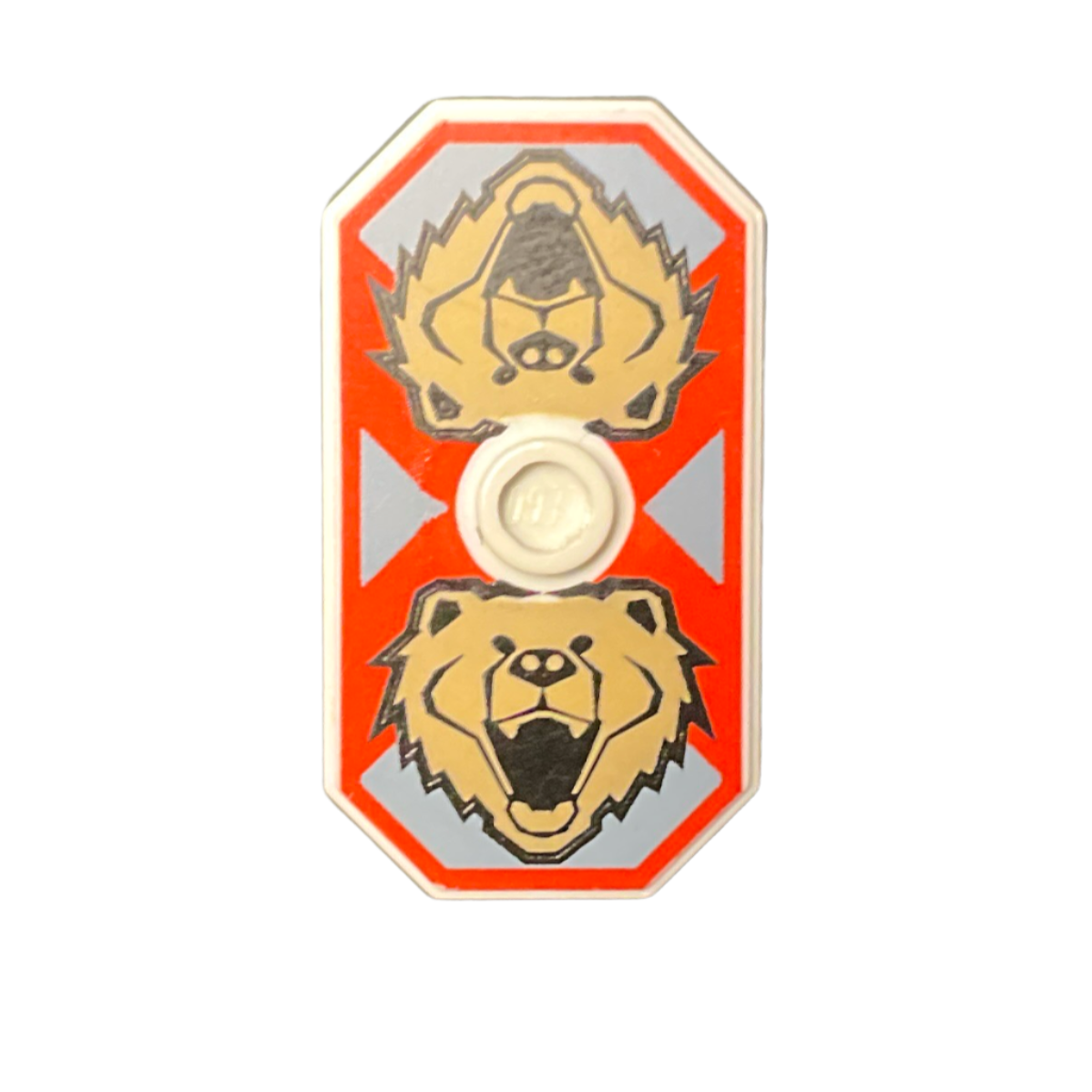 Shield Octagonal Long with Stud with Knights Kingdom Santis Bear Pattern (Printed Version), 48494pb04