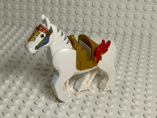 White LEGO® Horse w/ Movable Legs & Ornate Bridle